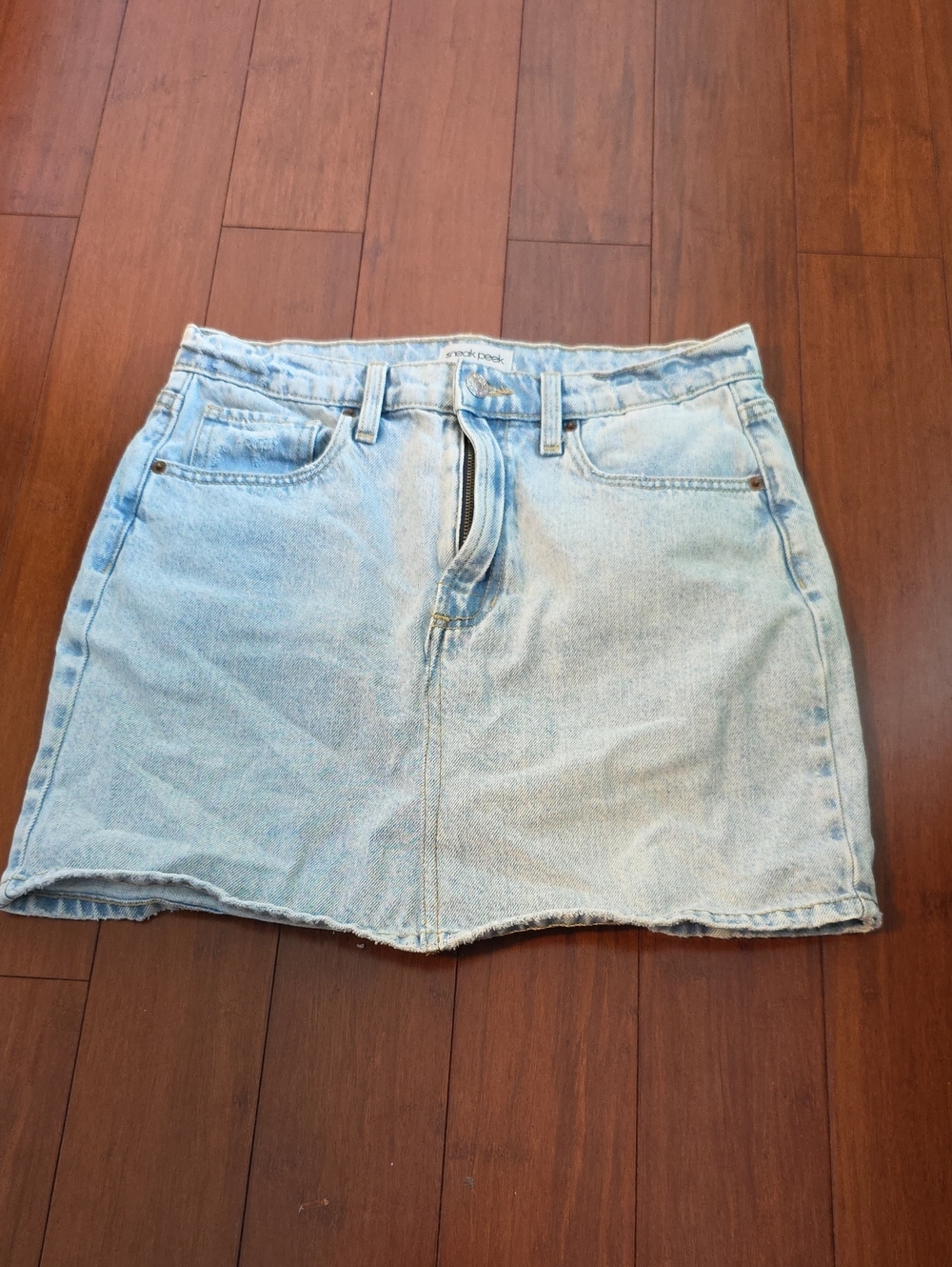 Sneak Peek light blue denim mini skirt